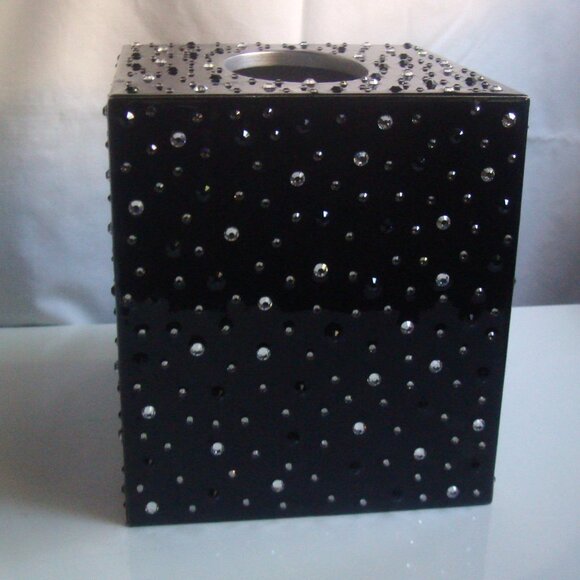 MIKE+ALLY NYC Crystal Ebony Black Boutique Tissue Box Cover - Picture 4 of 12